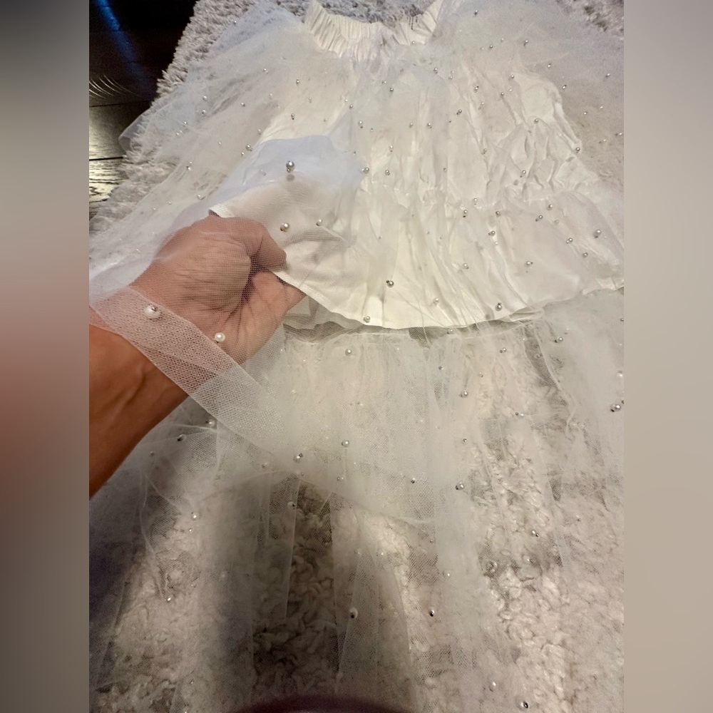 RARE Maeve Tulle & Pearl Embellished Skirt Sheer Ivory NWT XS - Picture 10 of 14